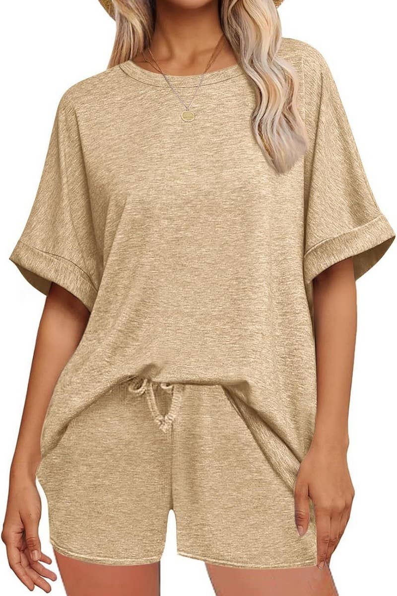 CWSTB2108_CASUAL OVERSIZED TEE AND DRAWSTRING SHORTS SET