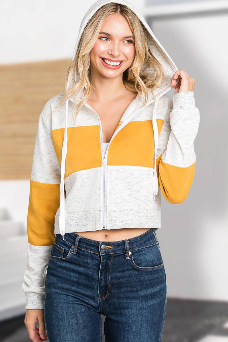 CWOHOL429_Zip-up Lightweight Hoodie Cropped Sweatshirt