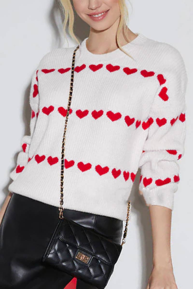 CWOSWL5881_FASHION KNIT LOVE LONG-SLEEVED SWEATER