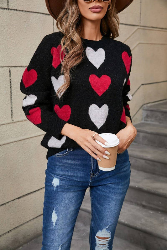 CWOSWL5783_LOVE VALENTINE'S DAY CREW NECK LOOSE SWEATER