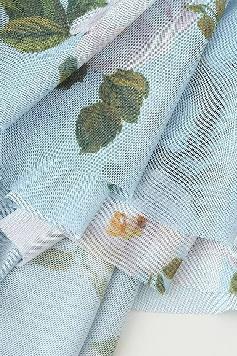 CWDSD7811_FASHION PRINTED TULLE SHORT SLIP DRESS