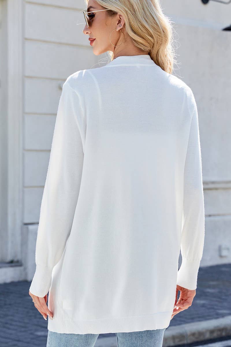 CWOCAL00840_CASUAL STRIPED MID-LENGTH KNIT CARDIGAN