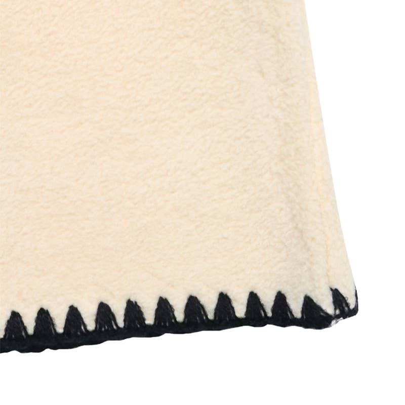 Casual line-patterned color-blocking cardigan