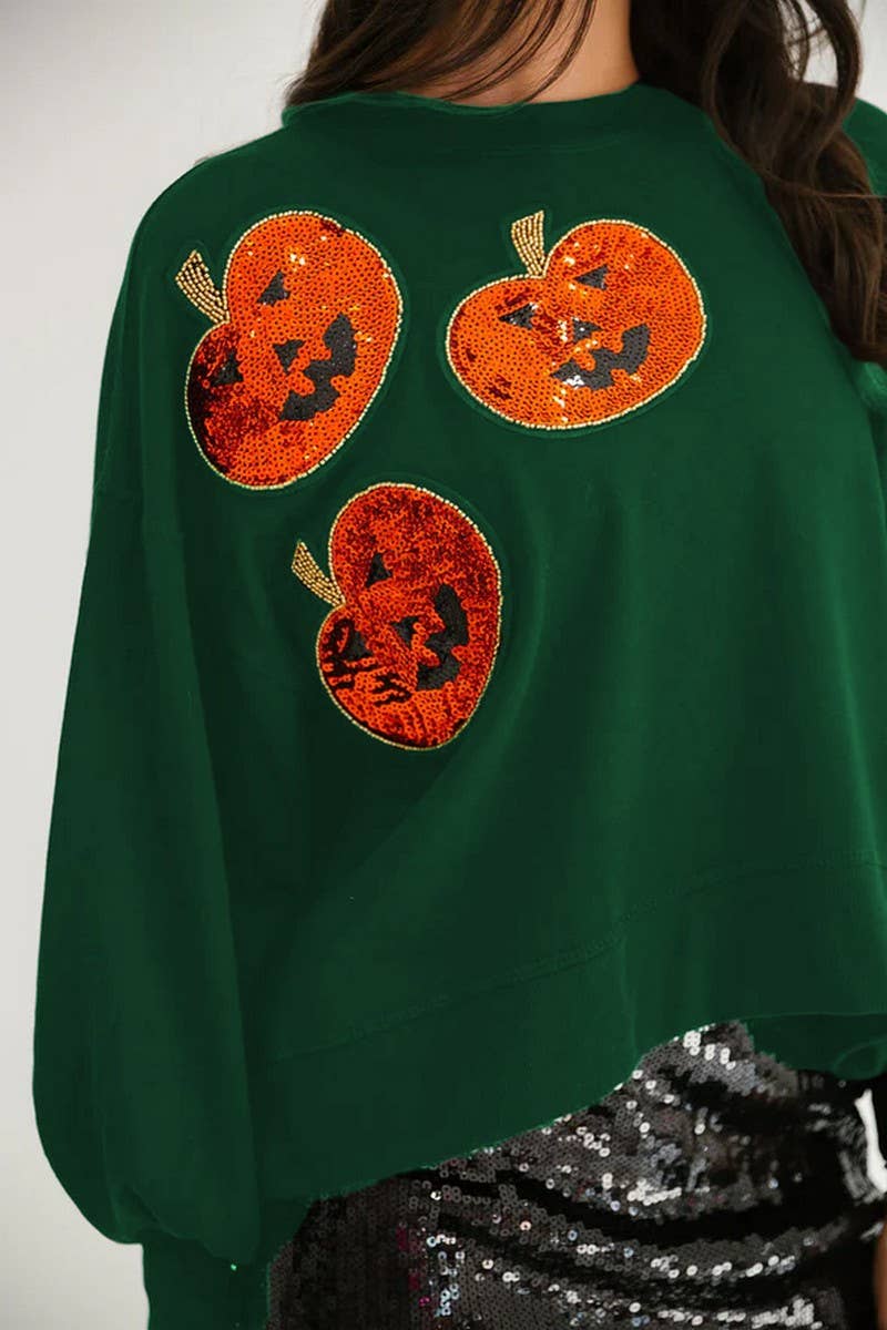 CWTBLL01231_HALLOWEEN PUMPKIN SEQUIN LOOSE SWEATSHIRT