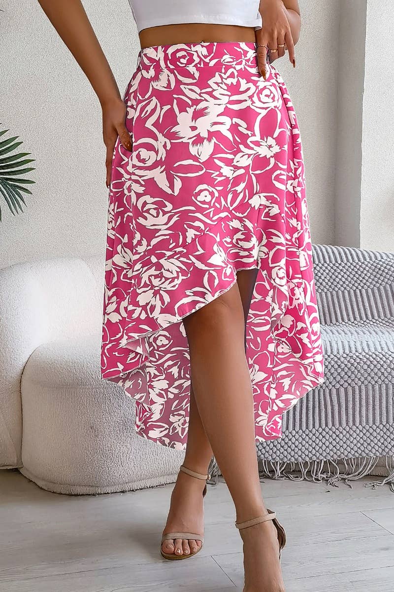 CWBMS0158_RUFFLED IRREGULAR SKIRT WITH SUMMER FLOWERS