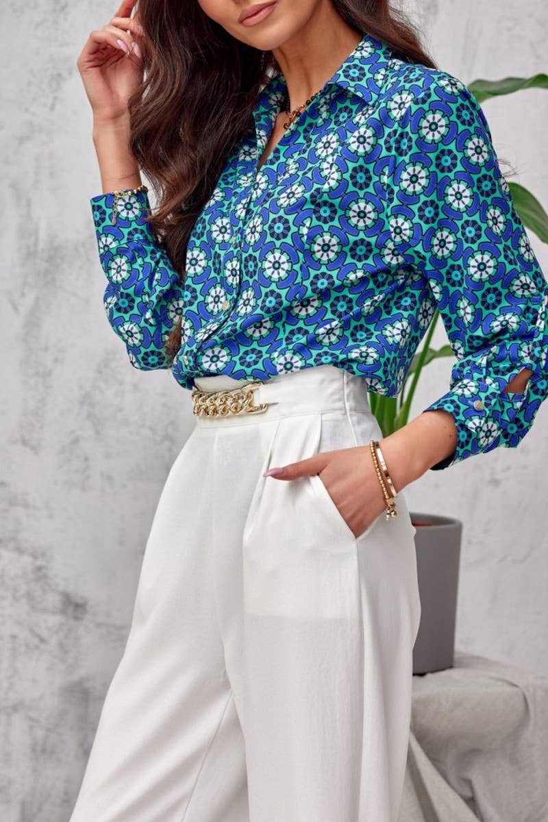 CWTSTL2782_SPRING AND AUTUMN TEMPERAMENT PRINTED CARDIGAN