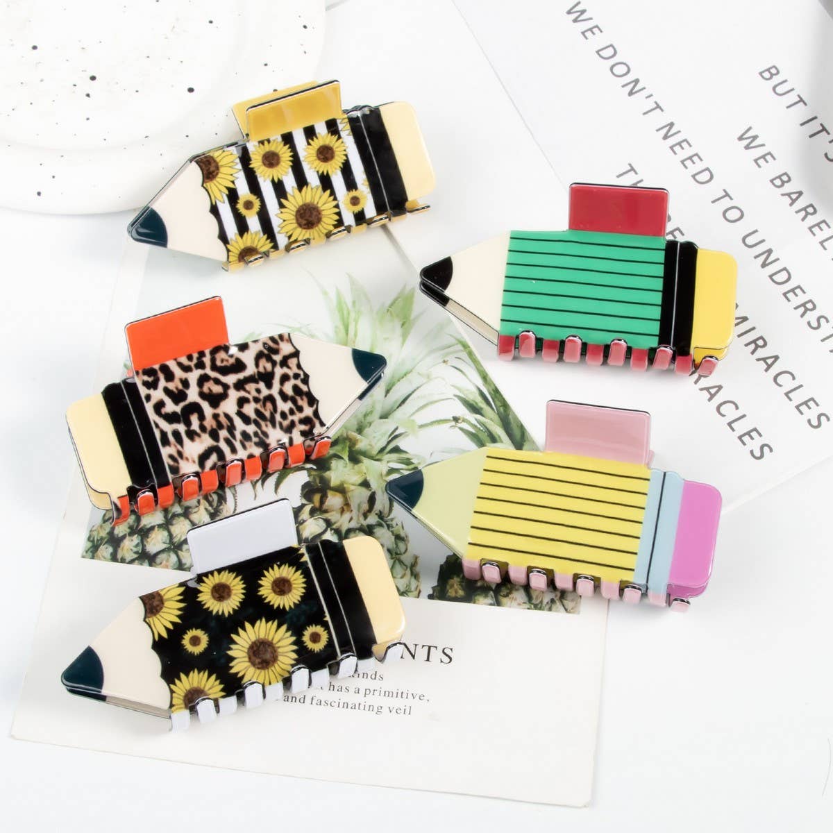 CWAHA5139_SUNFLOWER LEOPARD STRIPE PENCIL HAIR CLIP