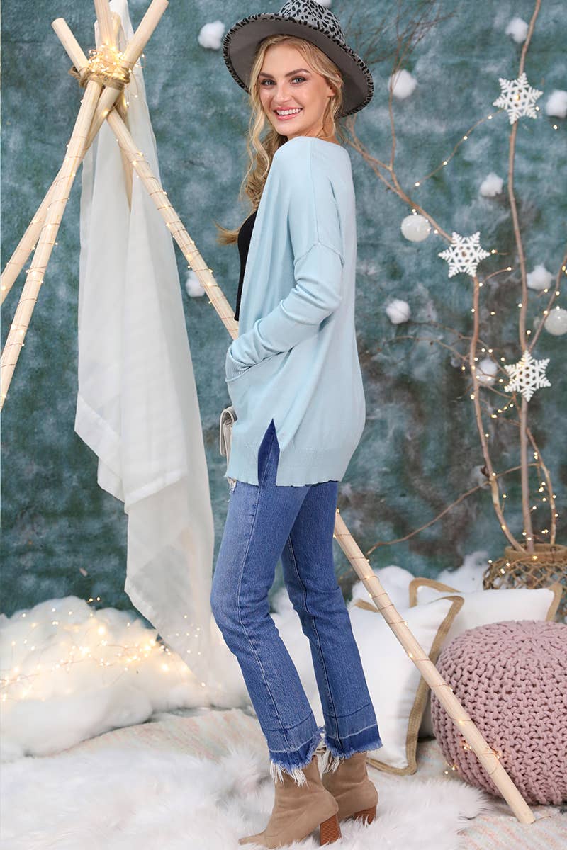 CWOSWL1827_LOOSE FIT WITH POCKET SWEATER CARDIGAN