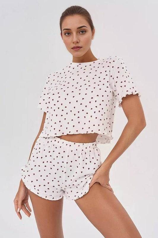 CWSPJ0047_KNIT PRINTED SHORT SLEEVED SHORTS PAJAMAS SET