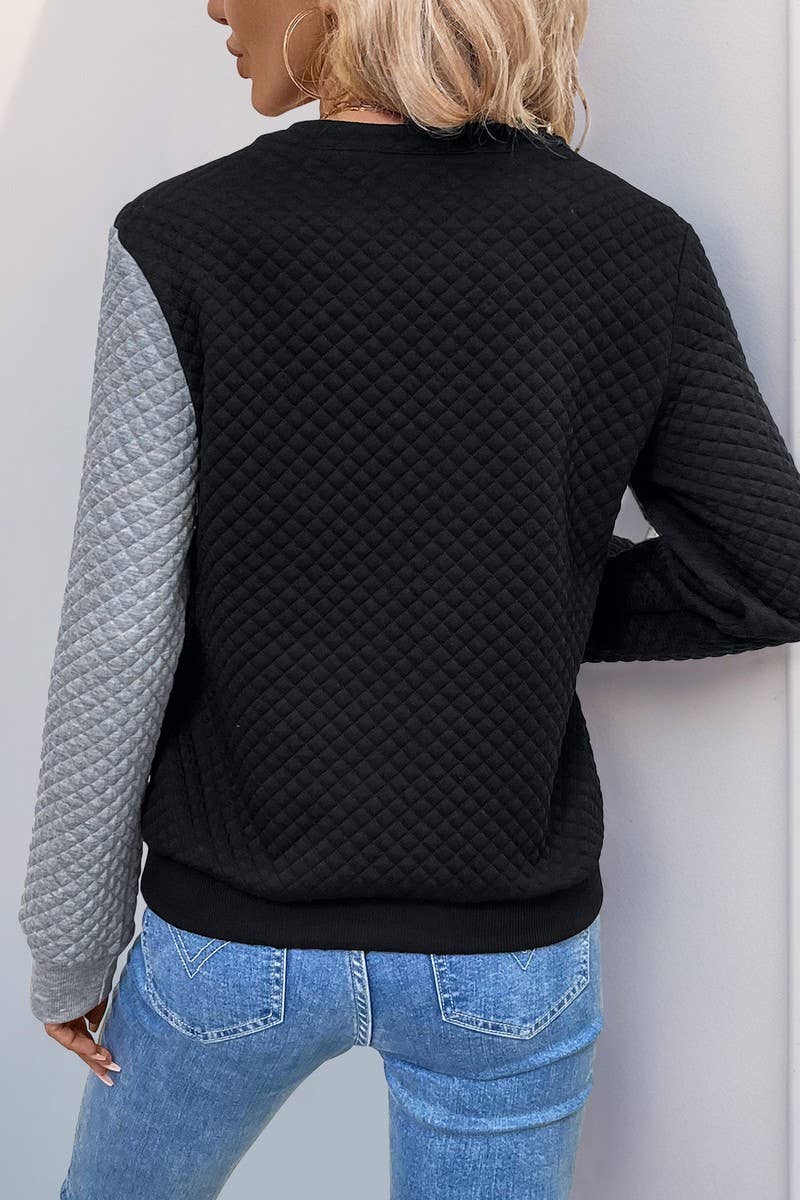 CWTBLL2012_CASUAL COLOR BLOCK STAND COLLAR SWEATSHIRT