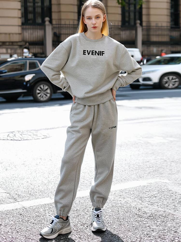 Fleece sweatshirt tight-fitting sweatpants set