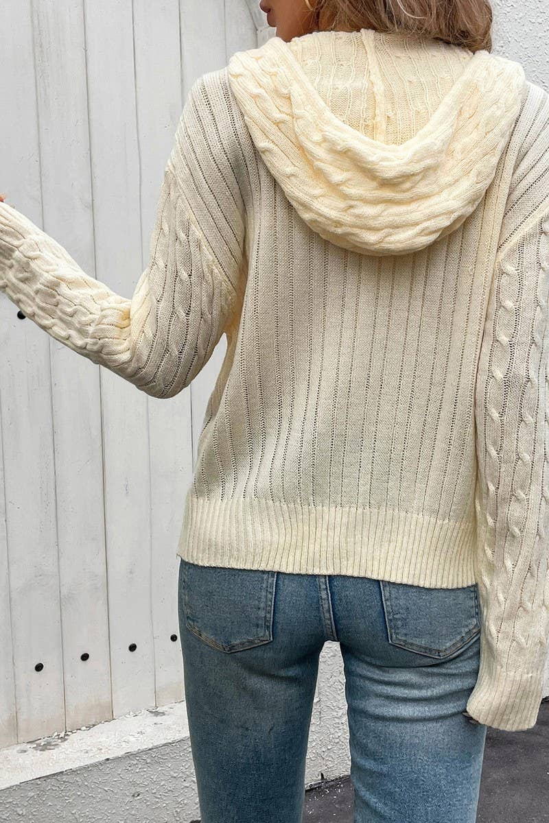 CWOCAL2254_WOMEN'S HOODED KNITTED SOLID COLOR CARDIGAN