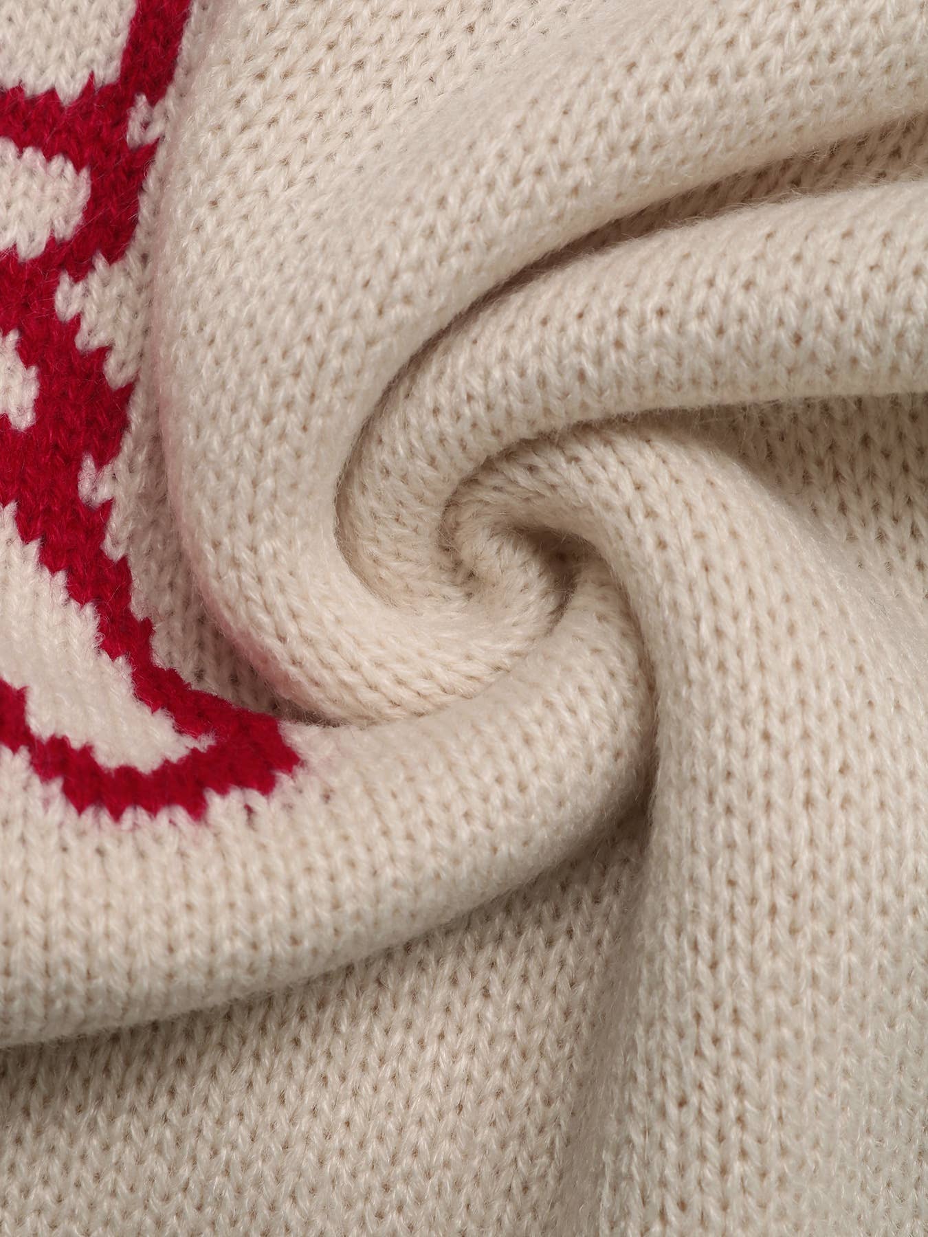 Color-blocking jacquard round-neck sweater