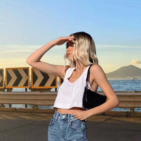 Casual Loose Crop Top - Solid Color Tank Vest
