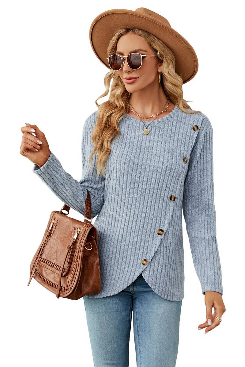 CWTBLL1114_LONG SLEEVE ROUND NECK TULIP HEM BOTTOMING SHIRT