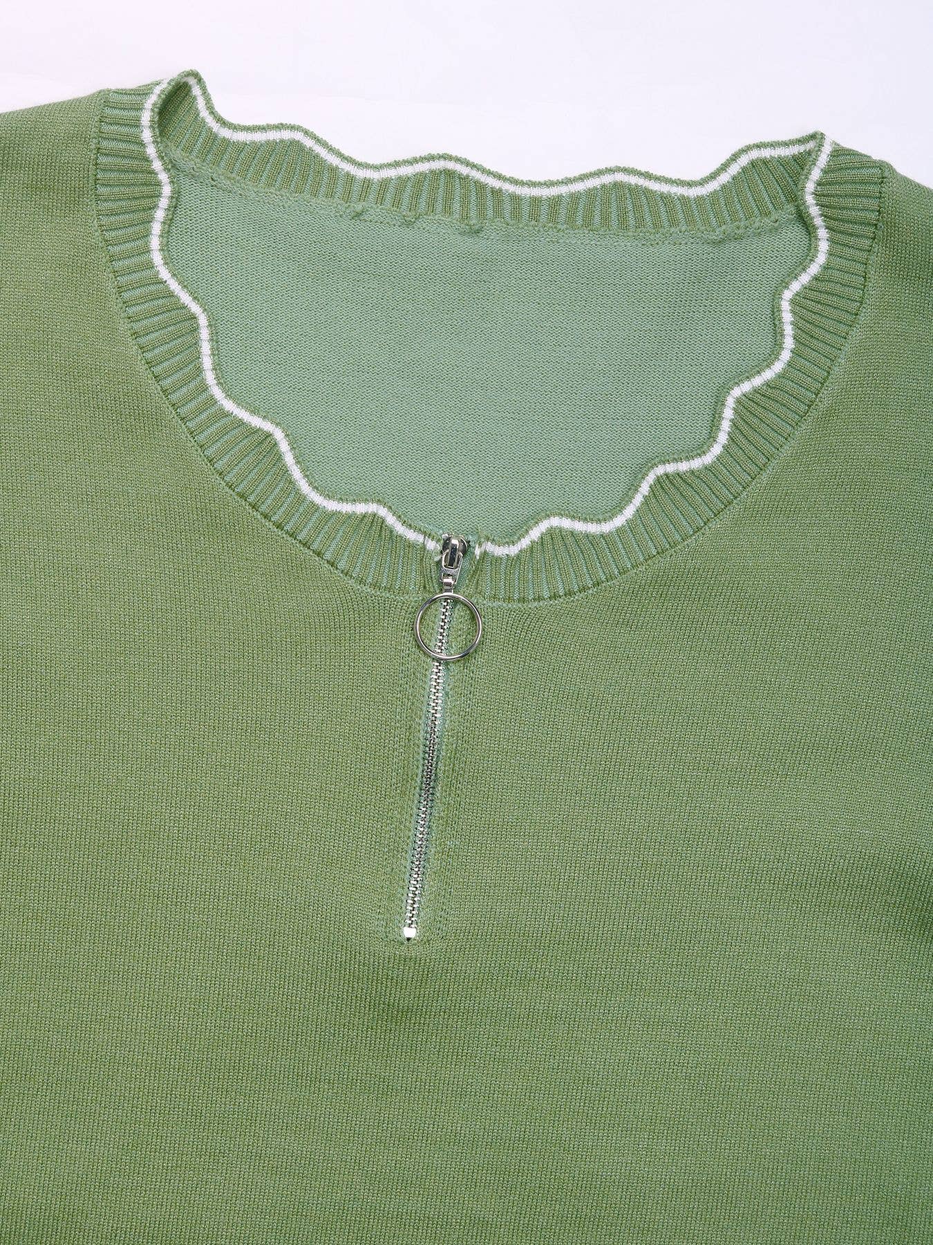 CREW-NECK PULLOVER SWEATER WITH ZIPPER CONTRAST