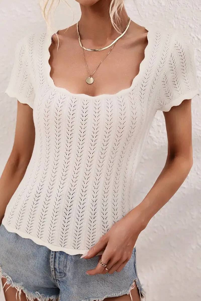 CWTBLS1765_SUMMER U-NECK CASUAL SOLID COLOR SWEATER