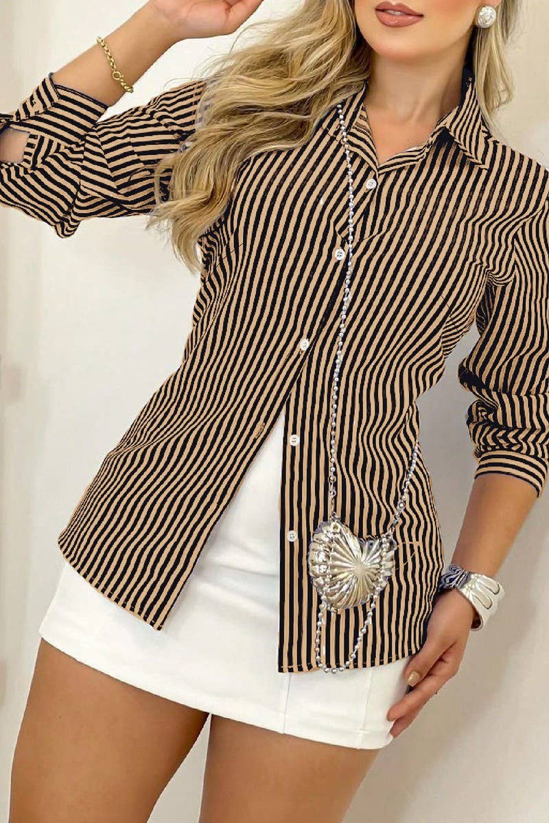 CWTBLL00593_SIMPLE STRIPED BUTTON-DOWN LONG SLEEVE SHIRT