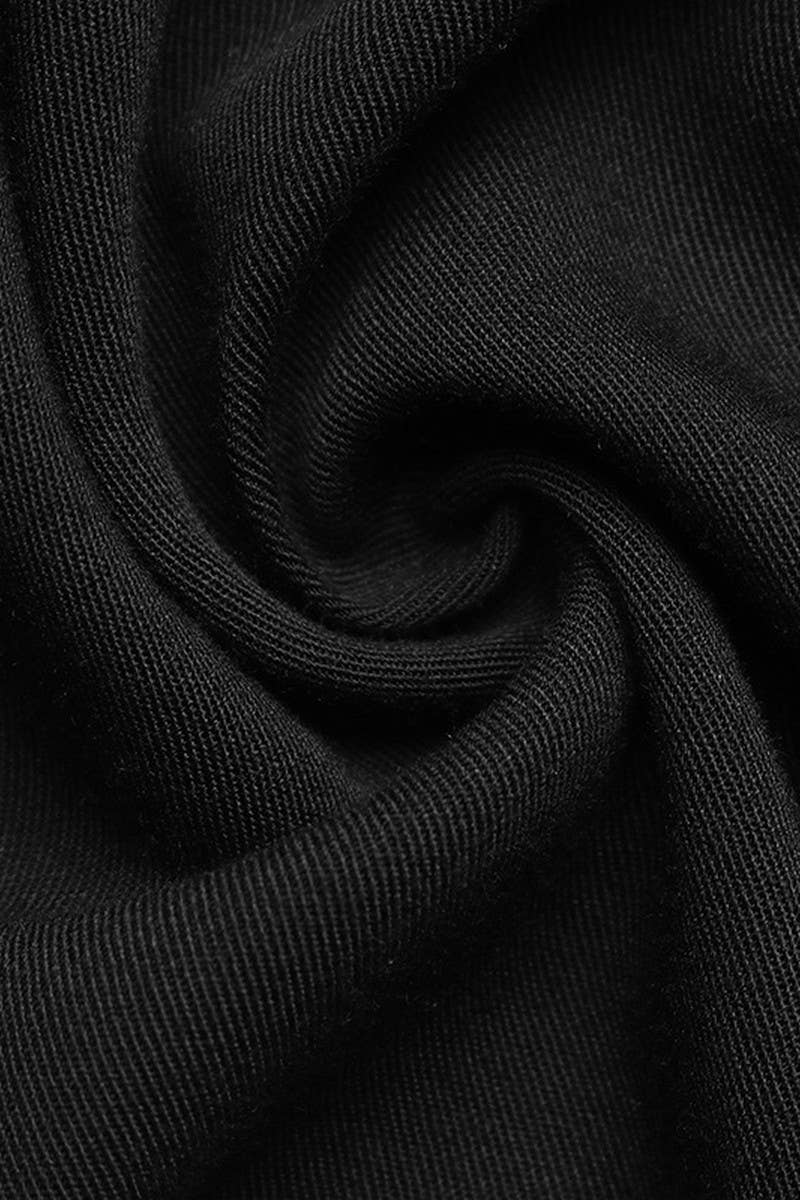 CWDMD01040_V NECK WAIST LACE LONG SLEEVE SOLID DRESS