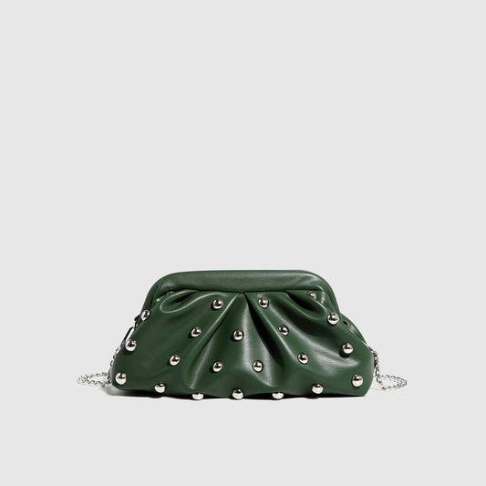 Studded Dumpling Clutch & Chain Shoulder Bag_CWAB5711