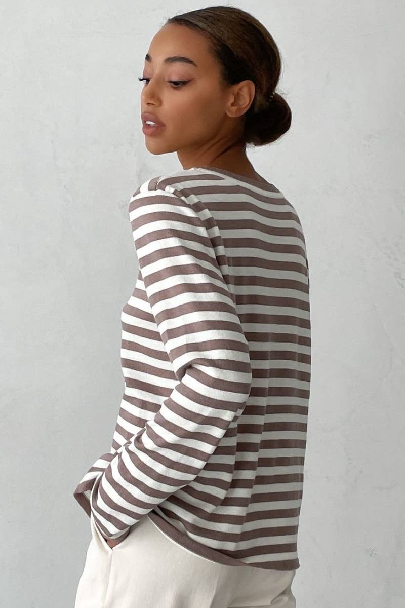 CWTBLL2962_CLASSIC CREW-NECK STRIPED LONG-SLEEVED SWEATER