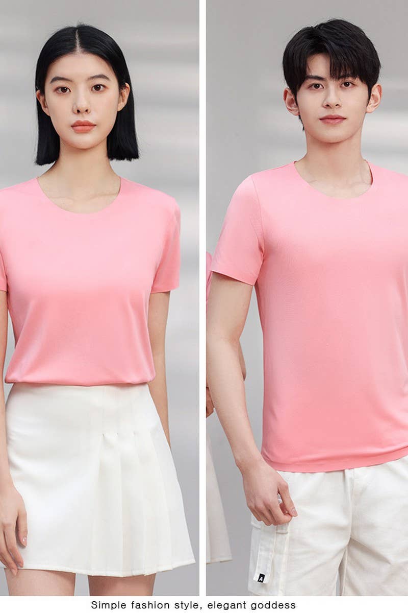 CWTTS00719_SOLID COLOR COOL ICE SILK SHORT SLEEVE T-SHIRT