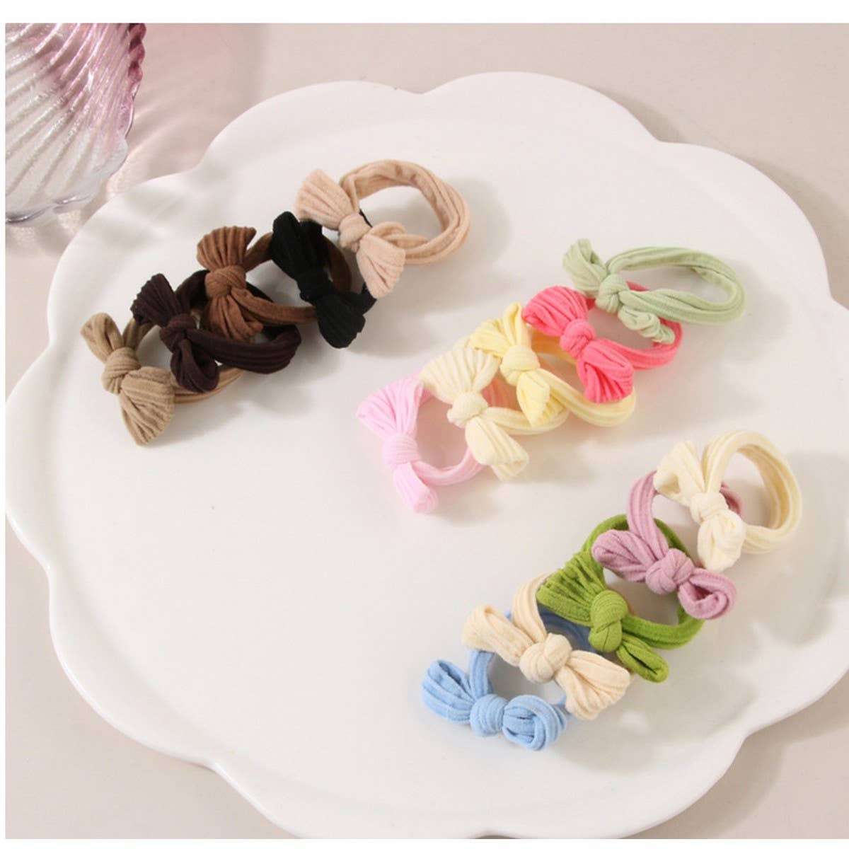 CWAHA1384_BOW HIGH STRETCH HAIR TIE ,5 PACK SET