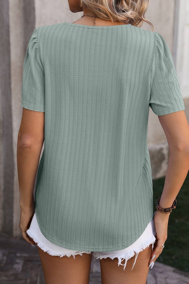 CWTTS0776_Sweetheart Neck Shirt Sleeve Top