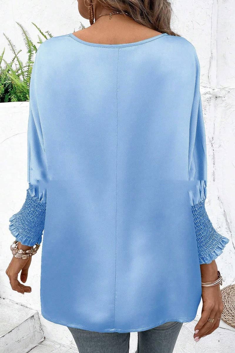 CWTBLL1440_ROUND NECK LONG SLEEVE BAT-SLEEVE SHIRT TOP