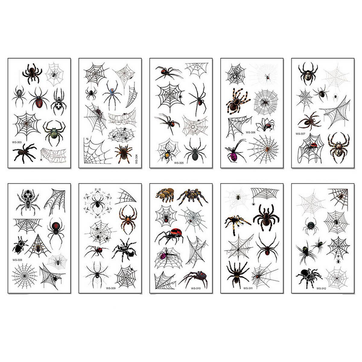 Waterproof 3D Spider & Web Tattoos for Halloween