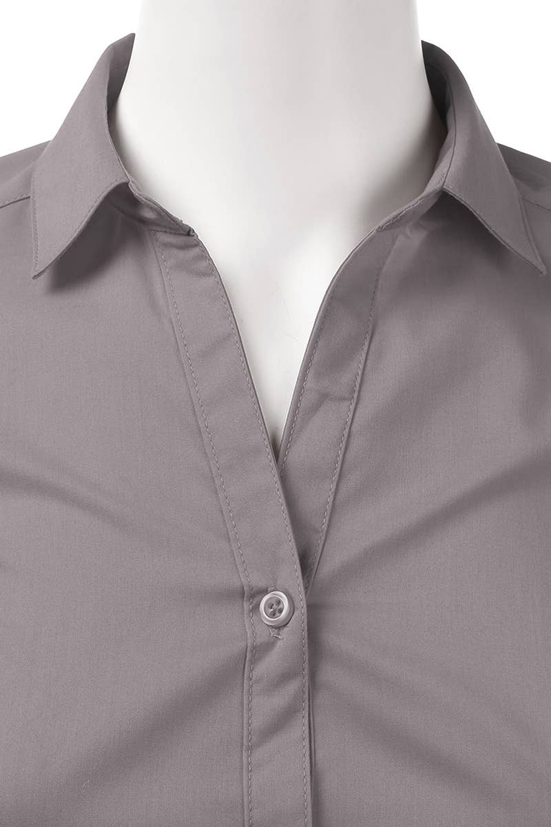CWTSTL709_3/4 Sleeve Button Down Collar Shirt Blouse
