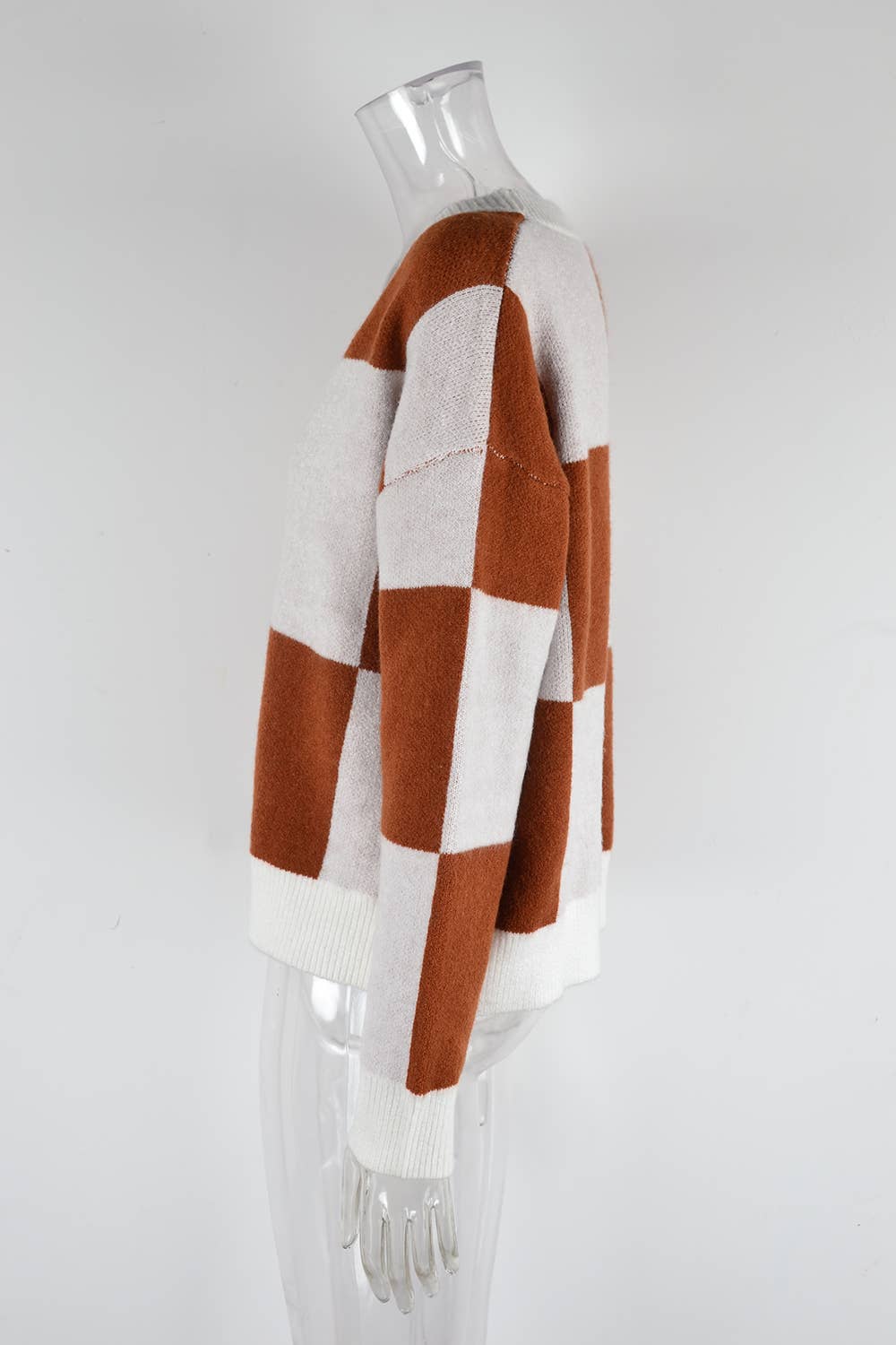 CARDIGAN SWEATER PLAID PATCHWORK KNIT COAT