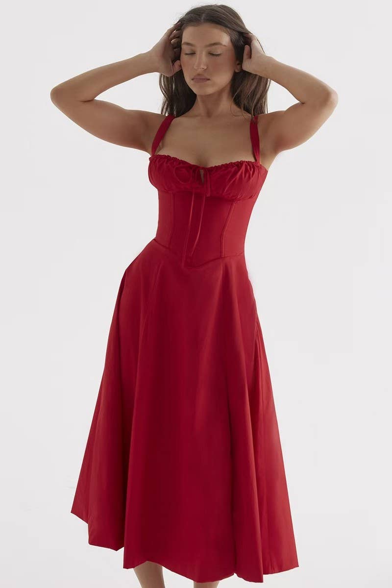 CWDMD5671_SLIM FIT WAIST SPLIT HEM MAXI DRESS