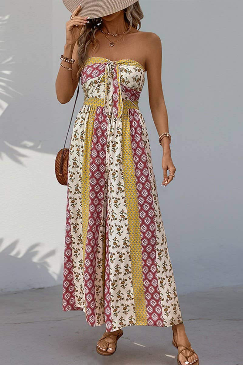 CWSJS1686_HIGH WAIST TIE WAIST BOHO WIDE LEG JUMPSUIT