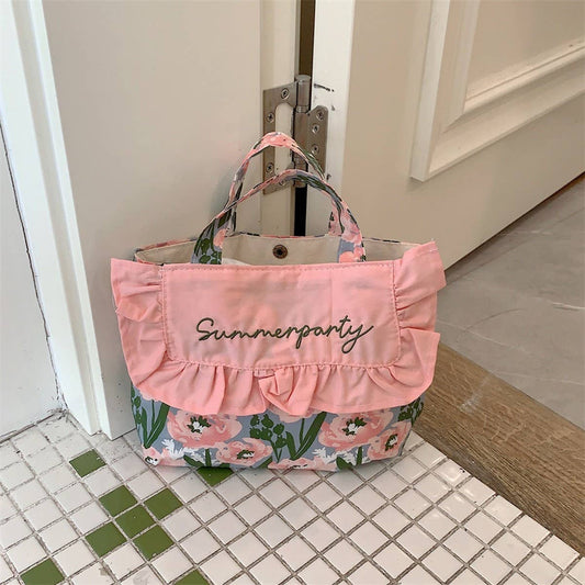CWAB5819_SWEET RUFFLED FRESH EMBROIDERED CANVAS HANDBAG