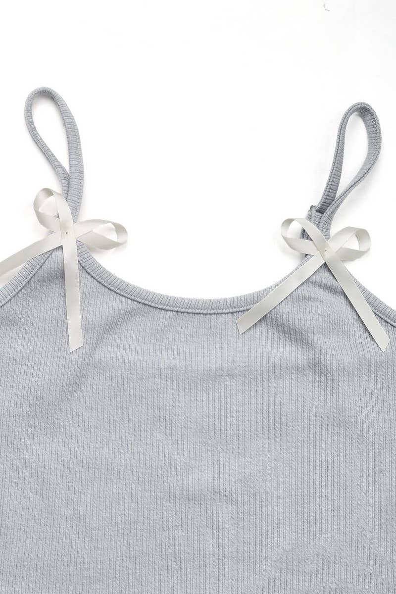 CWSTB1833_SOLID BOW TIE CROP TOP AND BUBBLE SKIRT SET