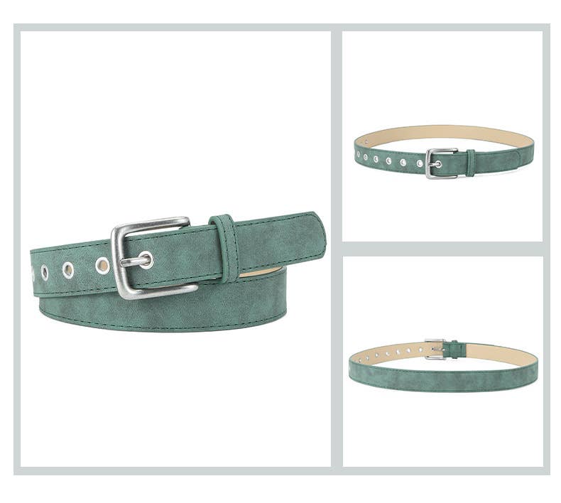 FROSTED TEXTURED PIN BUCKLE PU BELT