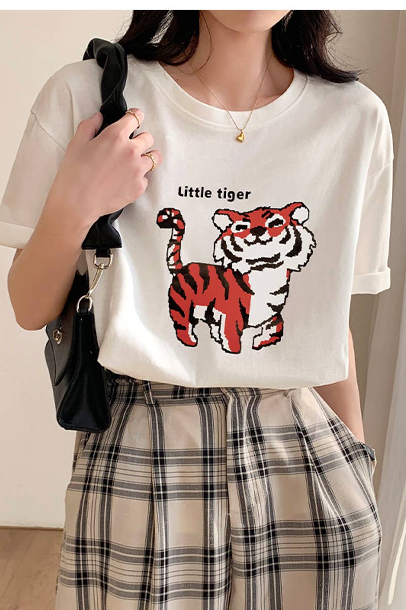 CWTTS0989_LITTLE TIGER PRINT CASUAL T-SHIRT