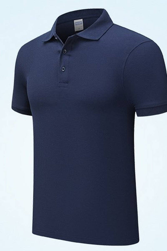 CWTBLS02444_SOLID COLOR CASUAL SHORT-SLEEVED POLO SHIRT