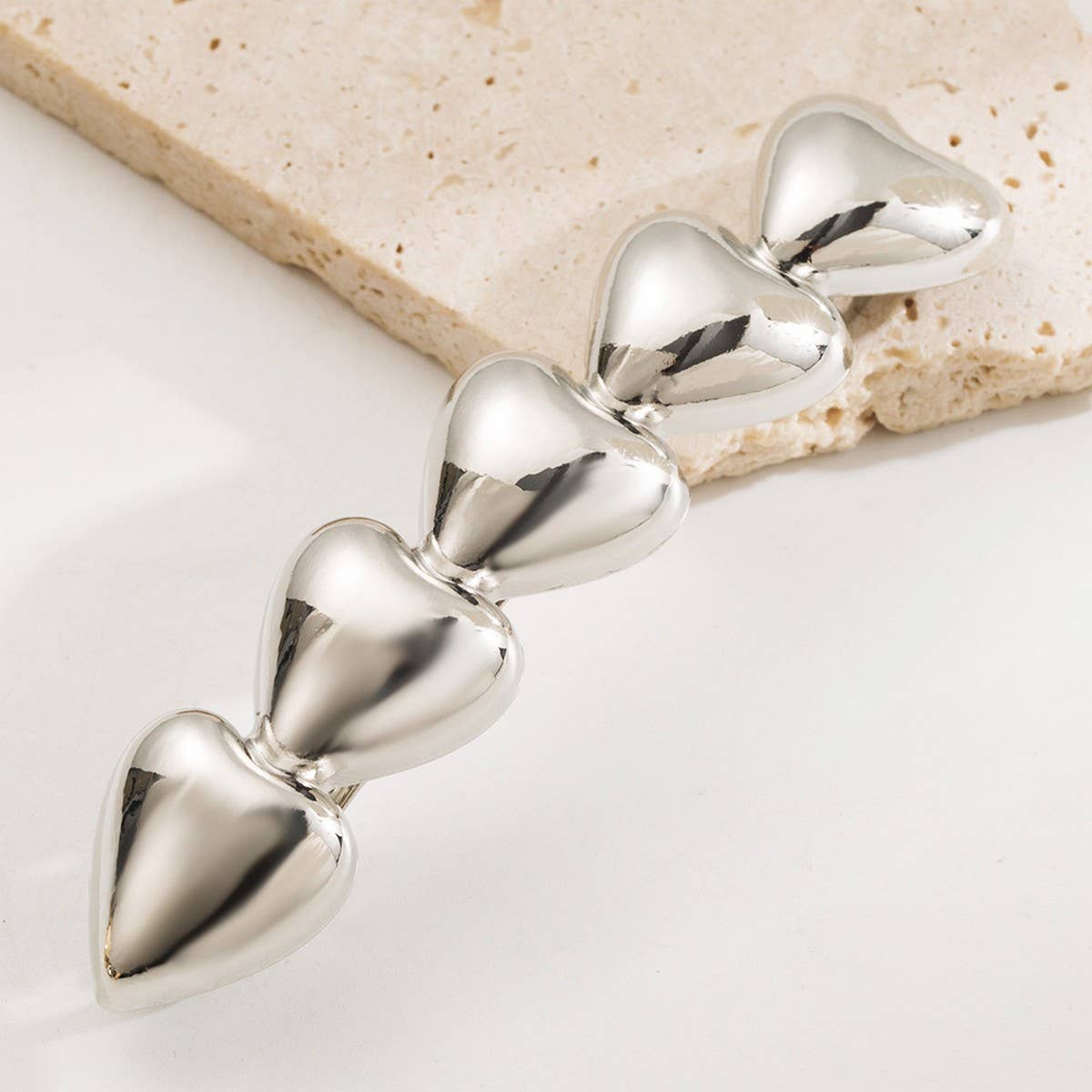 Minimalist Metal Heart Leaf Shell Ponytail Clip