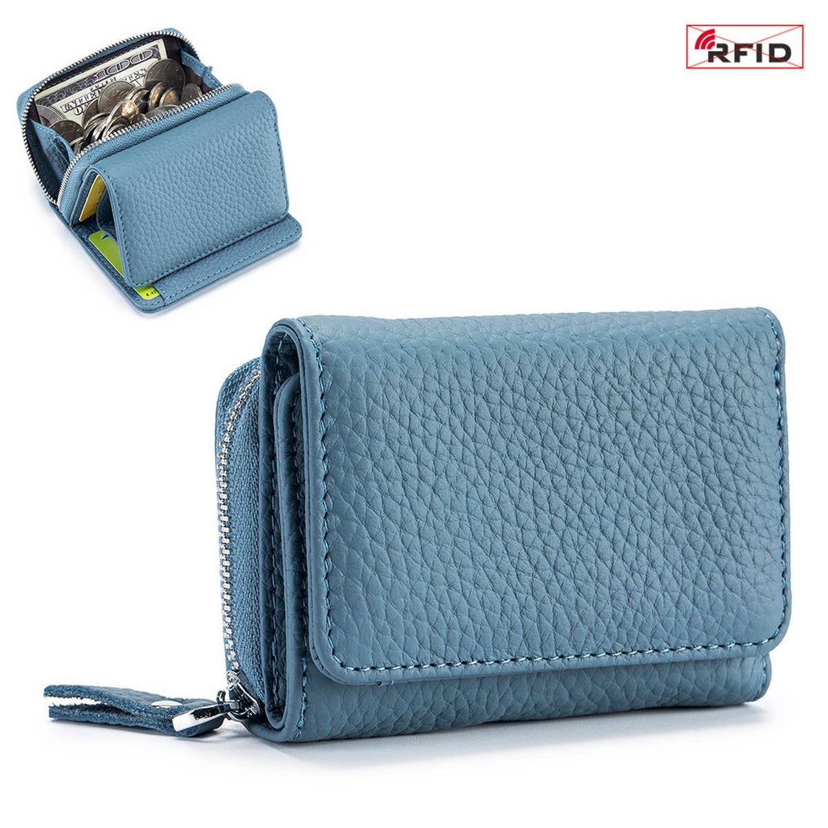 SMALL TRIFOLD MINI LEATHER LARGE CAPACITY WALLET_CWAB3787