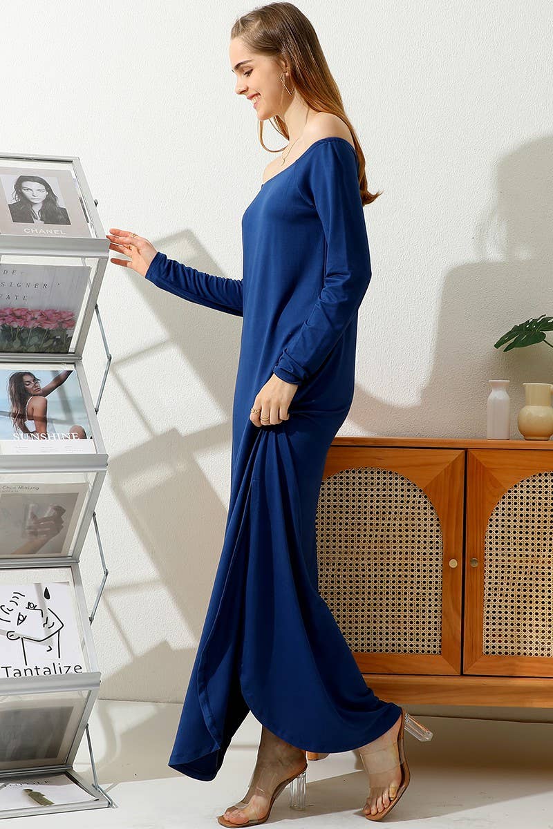 CWDMD817_OFF SHOULDER ROUND HEM MAXI DRESS WITH POCKETS