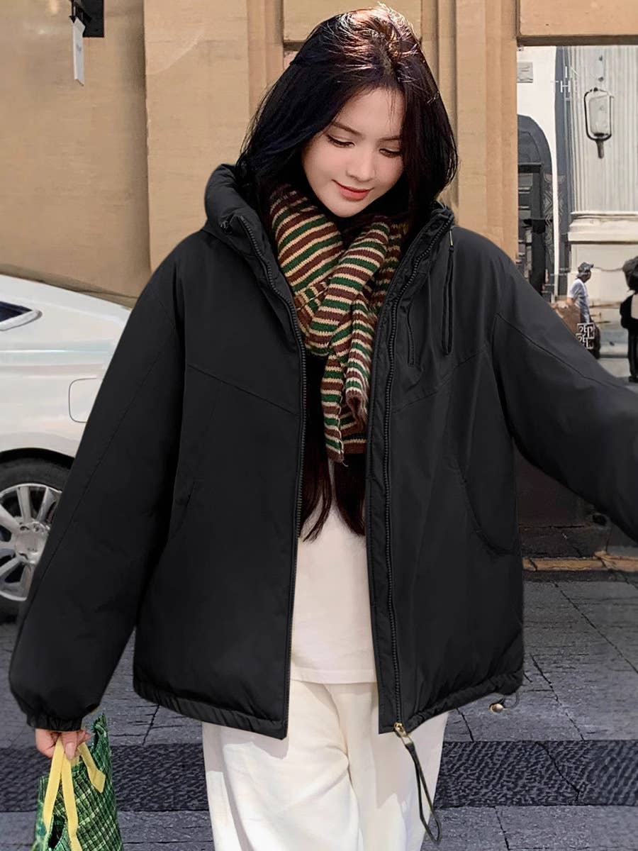 Casual hooded cotton windbreaker jacket