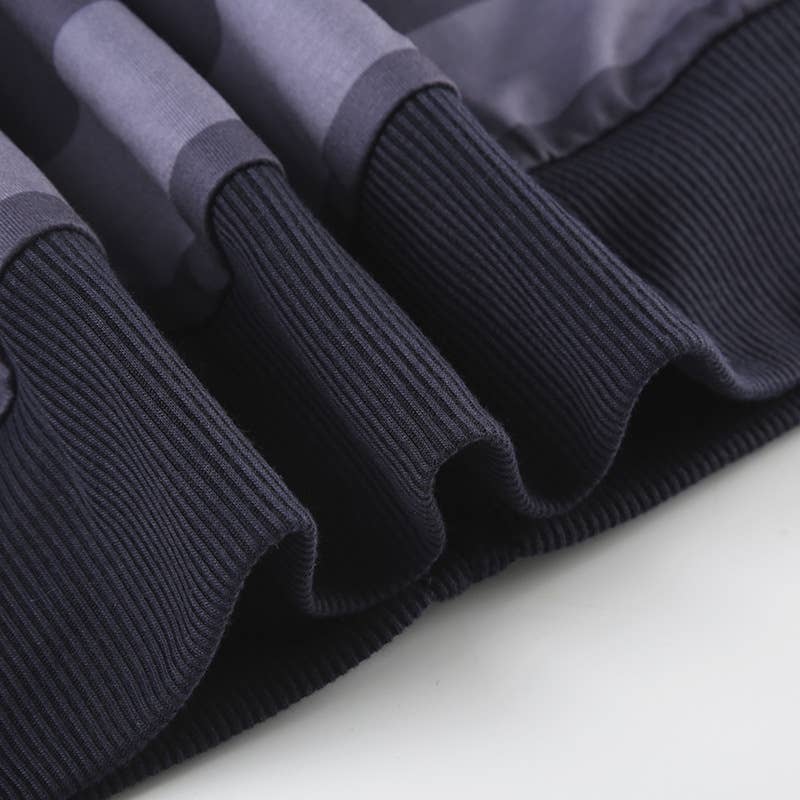 BASIC ZIPPER STRIPED COLOR CONTRAST CASUAL HOODIE