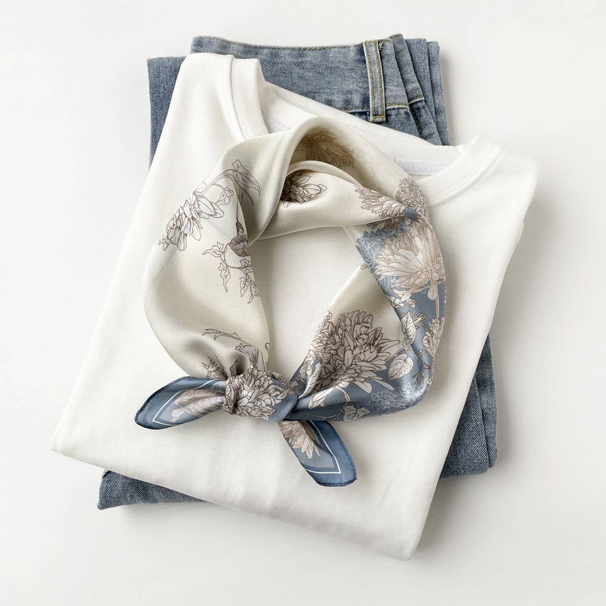 Silk Square Scarf ? Elegant Chinese Floral Print