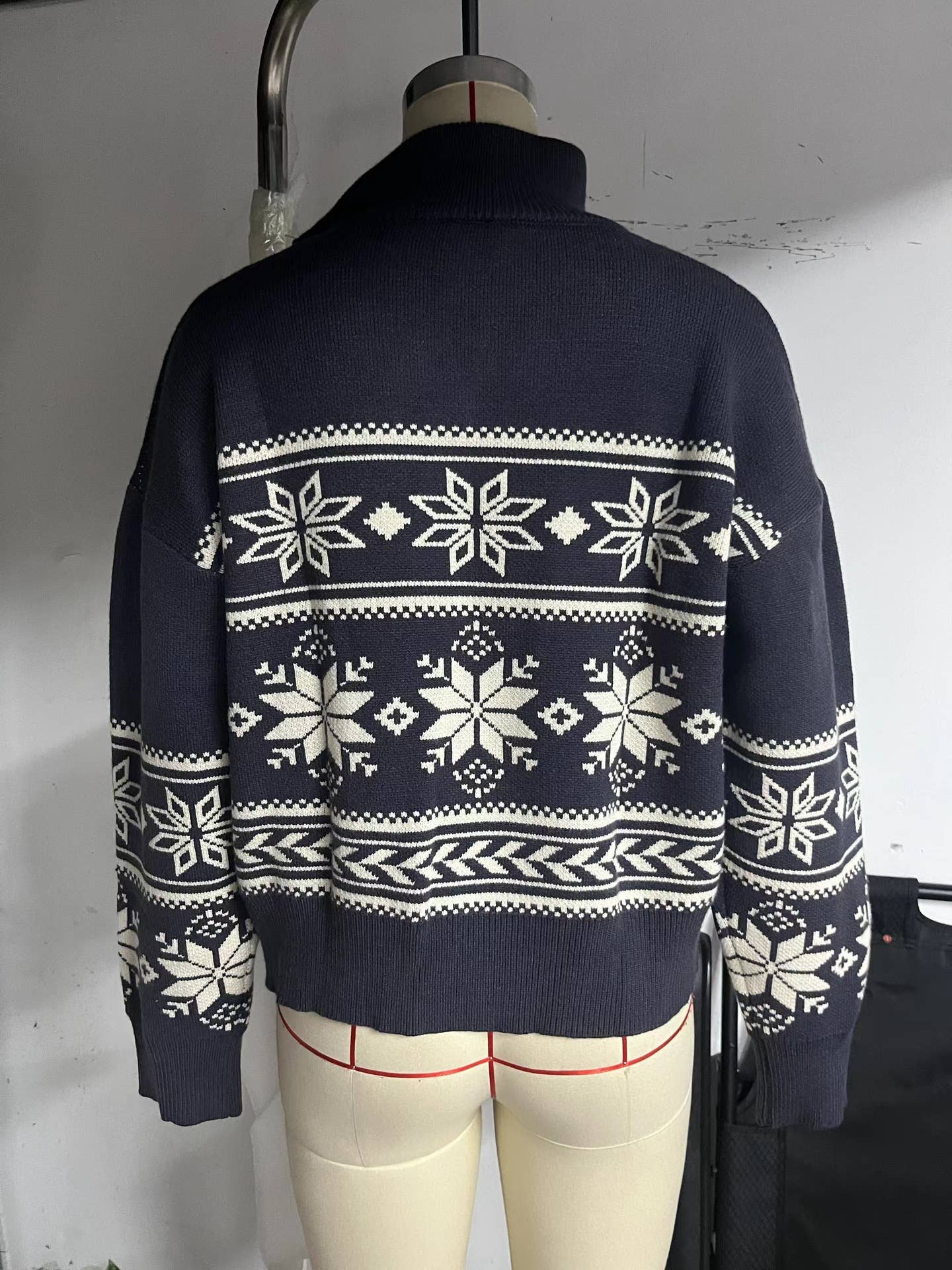 COMFORTABLE JACQUARD ZIPPER LONG-SLEEVED SWEATER