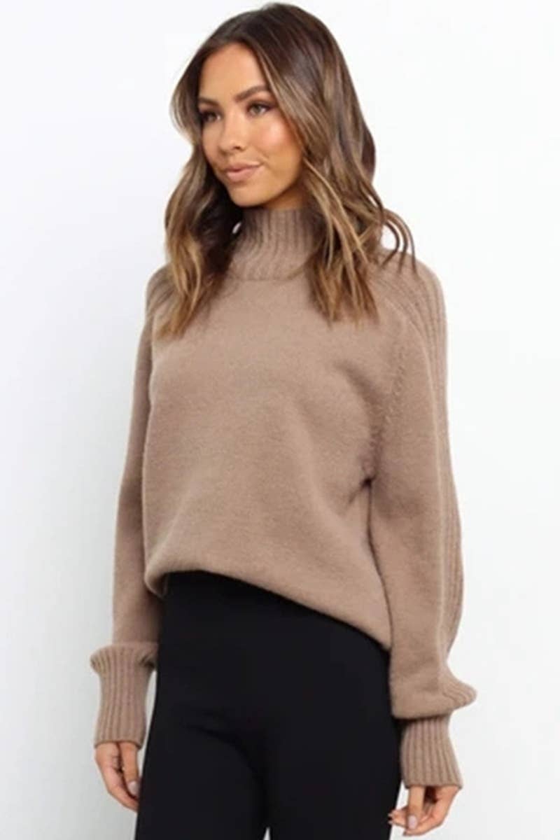 CWOSWL611  Turtle Neck Long Sleeve Pullover Sweater