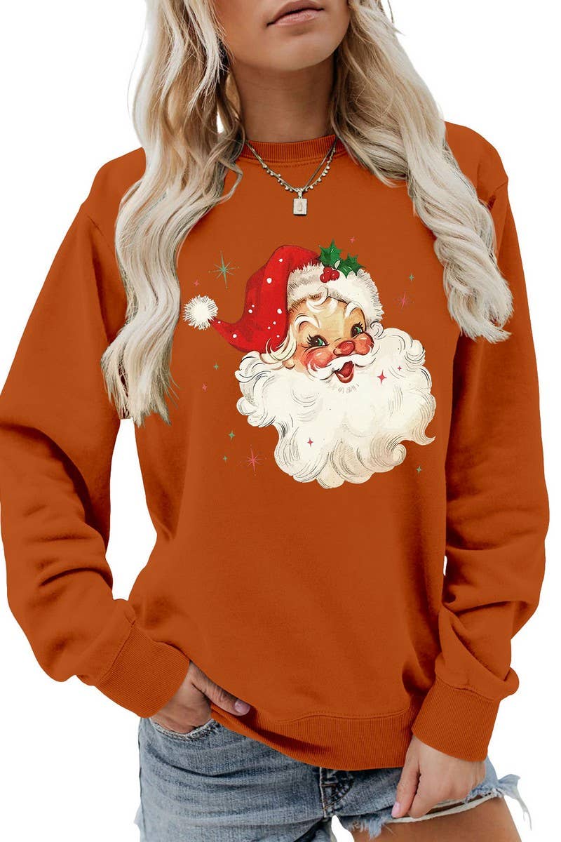 CWTBLL01324_SANTA CLAUS HEAD PATTERN PULLOVER SWEATSHIRT