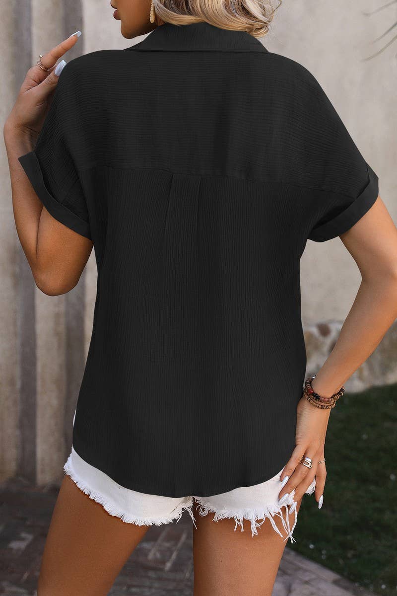 CWTSTS0327_Open Front Short Sleeved Shirt Top