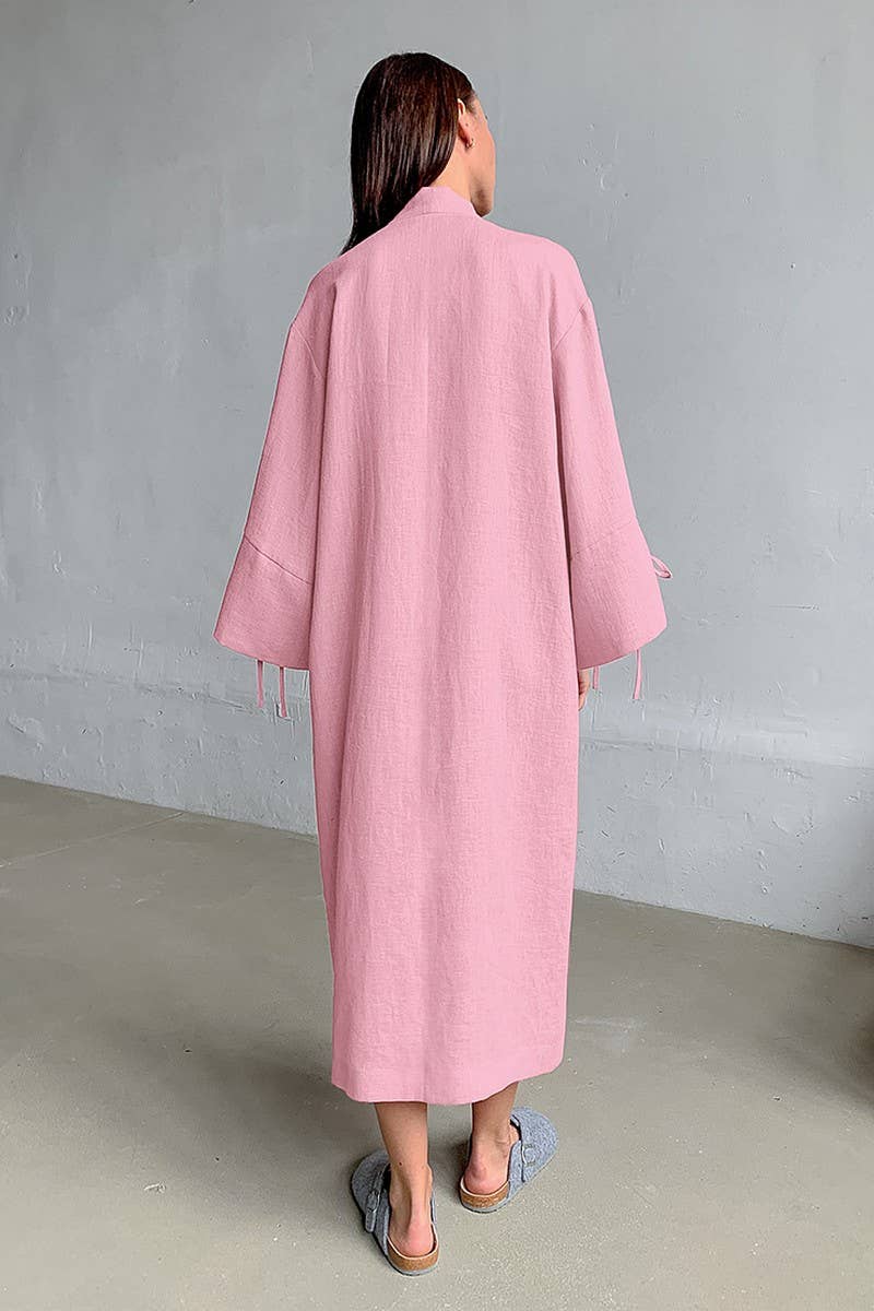 CWSPJ0304_PURE COTTON BREATHABLE LONG-SLEEVED NIGHTGOWN